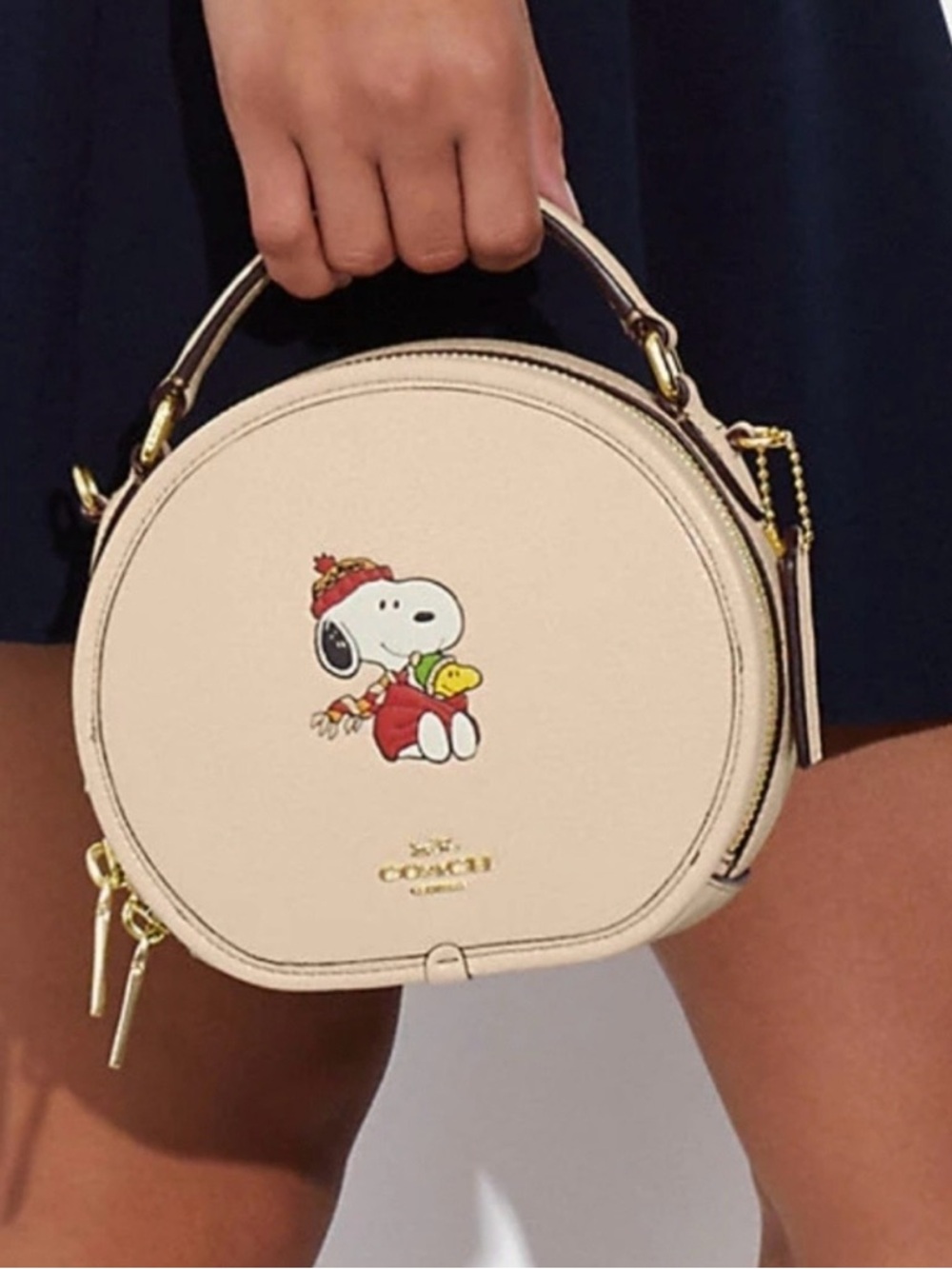 Coach x Peanuts Snoopy Canteen Crossbody Bag in Ivory/Gold multi. - Picture 7 of 9